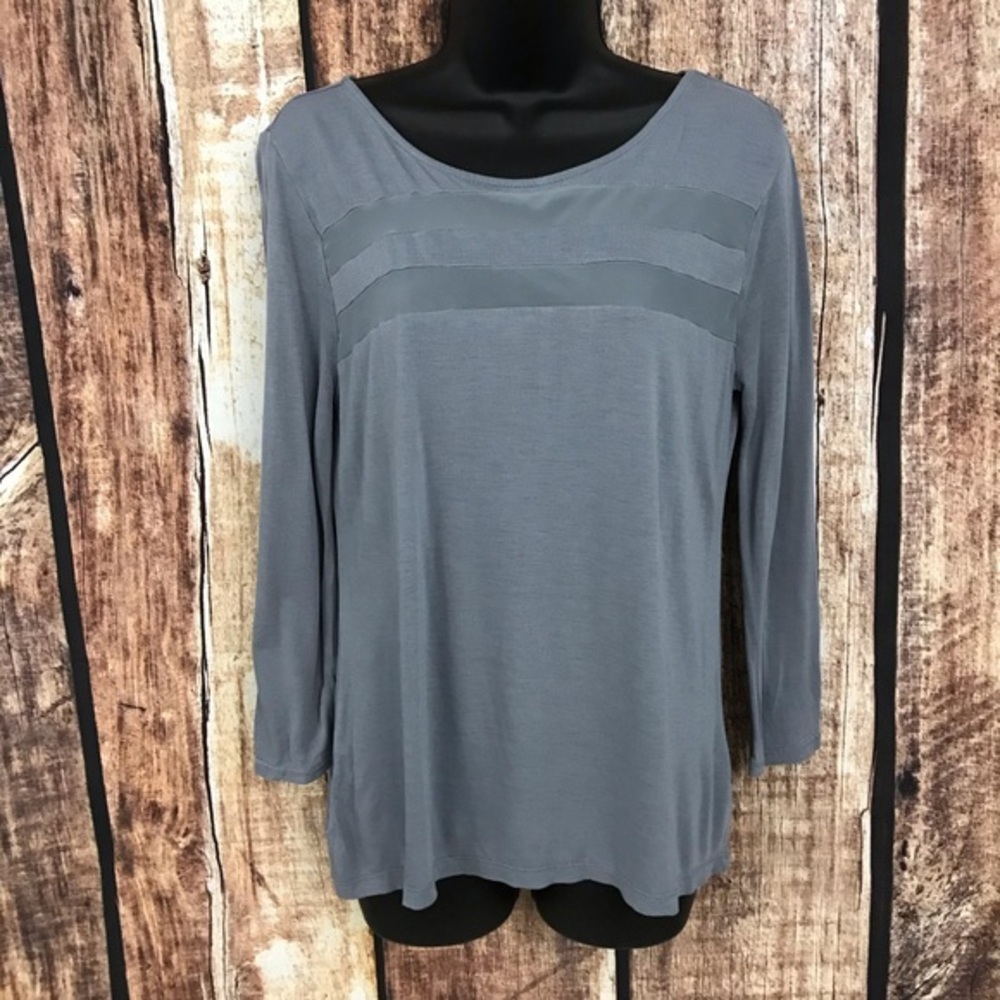 Ann Taylor Grey Long sleeved Tunic w/peekaboo Mesh